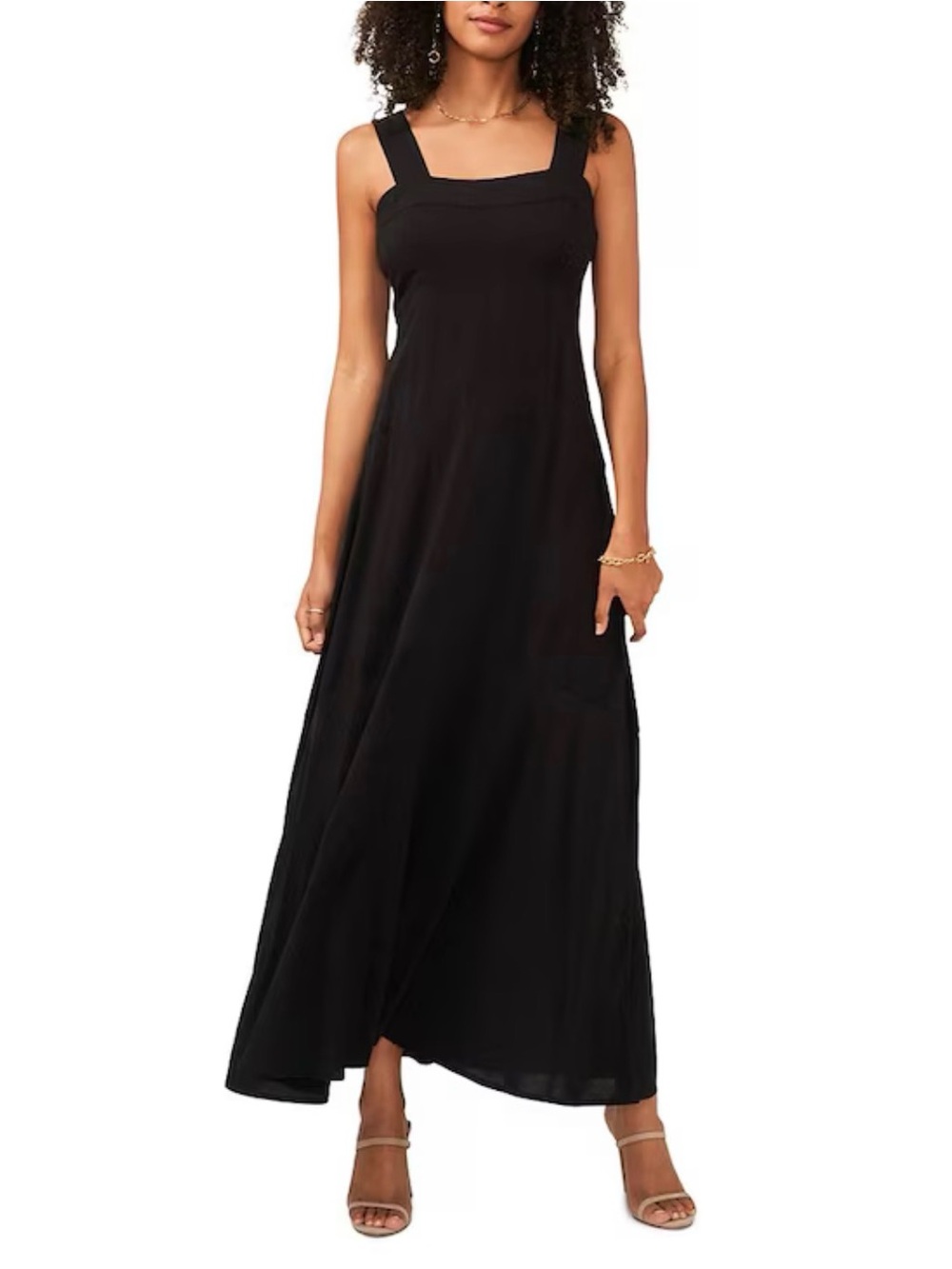 Vince Camuto Classic Black Square-Neck Maxi Dress - Women's XS